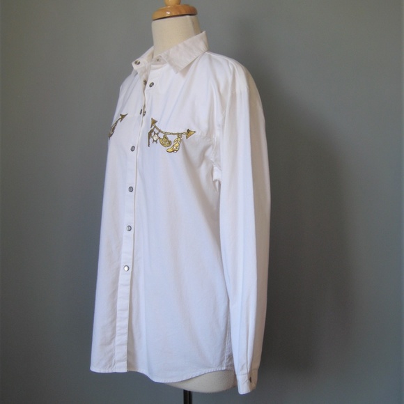 Vintage Western Snap Front Button Up Embroidered - Picture 3 of 5